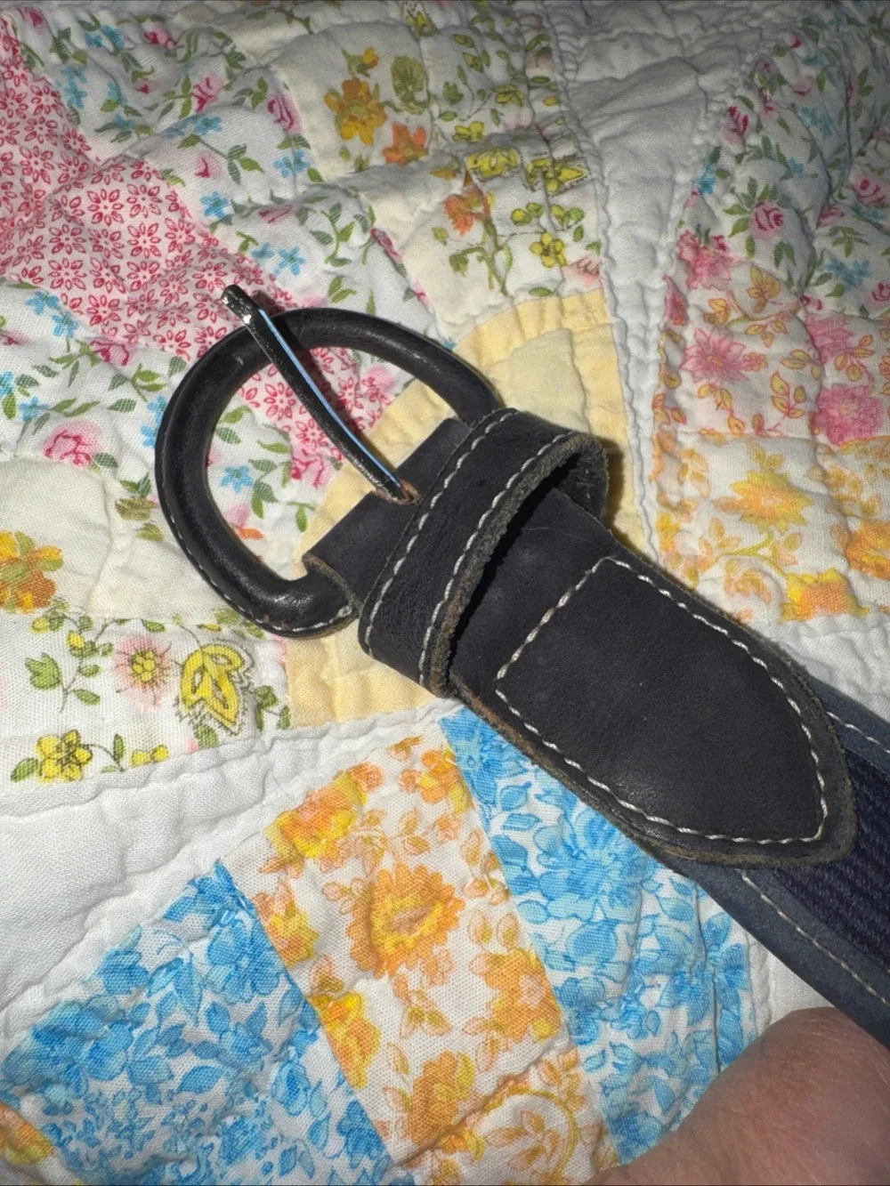 VTG Colorful Guatemalan Hand Woven & Leather Boho Belt 40-43”